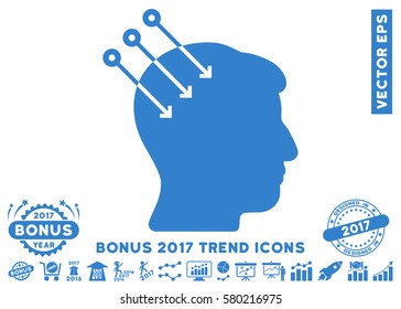 Cobalt Neural Interface Connectors pictogram with bonus 2017 year trend pictograms. Vector illustration style is flat iconic symbols, white background.