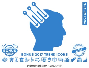 Cobalt Neuro Interface icon with bonus 2017 year trend pictograph collection. Vector illustration style is flat iconic symbols, white background.