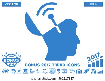 Cobalt Open Mind Radio Interface pictogram with bonus 2017 year trend icon set. Vector illustration style is flat iconic symbols, white background.