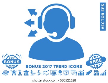 Cobalt Operator Answer Speech pictogram with bonus 2017 trend symbols. Vector illustration style is flat iconic symbols, white background.