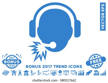 Cobalt Operator Message pictogram with bonus 2017 trend design elements. Vector illustration style is flat iconic symbols, white background.