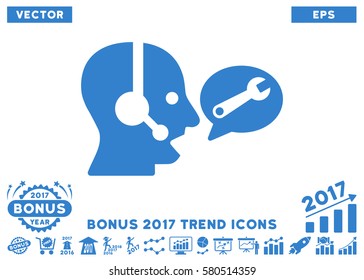 Cobalt Operator Service Message pictogram with bonus 2017 year trend symbols. Vector illustration style is flat iconic symbols, white background.