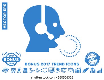 Cobalt Operator Speech pictogram with bonus 2017 year trend clip art. Vector illustration style is flat iconic symbols, white background.