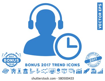 Cobalt Operator Time icon with bonus 2017 year trend design elements. Vector illustration style is flat iconic symbols, white background.