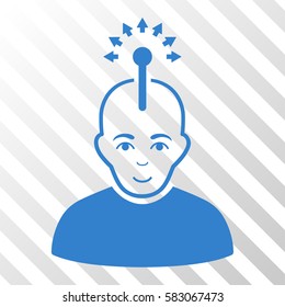 Cobalt Optical Neural Interface toolbar icon. Vector pictograph style is a flat symbol on diagonal hatch transparent background.