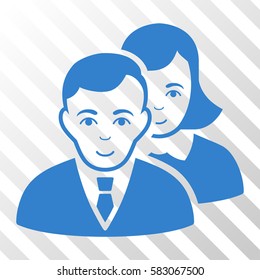 Cobalt People toolbar icon. Vector pictograph style is a flat symbol on diagonal hatch transparent background.