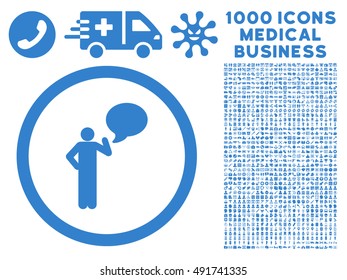 Cobalt Person Idea vector rounded icon. Image style is a flat icon symbol inside a circle, white background. Bonus set contains 1000 medicine business pictograms.
