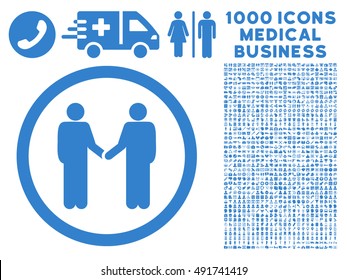 Cobalt Persons Agreement vector rounded icon. Image style is a flat icon symbol inside a circle, white background. Bonus clip art contains 1000 medical business design elements.
