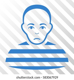 Cobalt Prisoner toolbar icon. Vector pictograph style is a flat symbol on diagonally hatched transparent background.