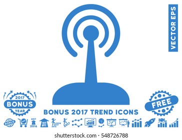 Cobalt Radio Control Joystick pictogram with bonus 2017 trend icon set. Vector illustration style is flat iconic symbols, white background.