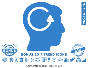 Cobalt Refresh Head Memory icon with bonus 2017 year trend design elements. Vector illustration style is flat iconic symbols, white background.