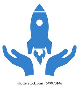 Cobalt Rocket Startup interface icon. Vector pictograph style is a flat symbol on diagonal hatch transparent background.