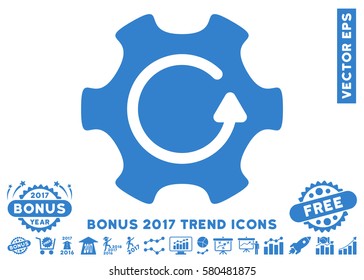Cobalt Rotate Gear icon with bonus 2017 trend pictures. Vector illustration style is flat iconic symbols, white background.