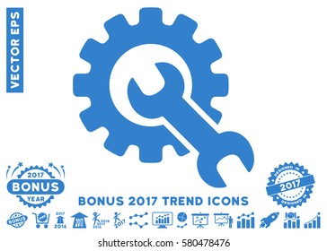 Cobalt Service Tools icon with bonus 2017 trend icon set. Vector illustration style is flat iconic symbols, white background.