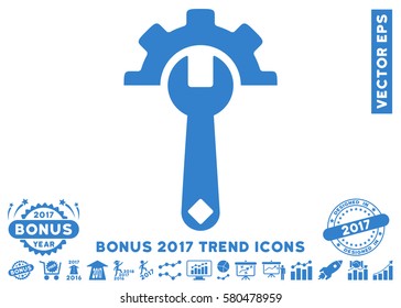 Cobalt Service Tools pictograph with bonus 2017 trend pictograms. Vector illustration style is flat iconic symbols, white background.