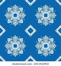 cobalt shade seamless pattern with snowflakes.  design for background,carpet,wallpaper,clothing,wrapping,fabric,Vector illustration.