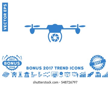 Cobalt Shutter Spy Airdrone icon with bonus 2017 year trend pictograph collection. Vector illustration style is flat iconic symbols, white background.