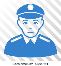 Cobalt Soldier interface toolbar icon. Vector pictograph style is a flat symbol on diagonal hatch transparent background.