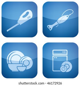Cobalt Square 2D Icons Set: Kitchen utensils