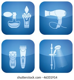 Cobalt Square 2D Icons Set: Bath