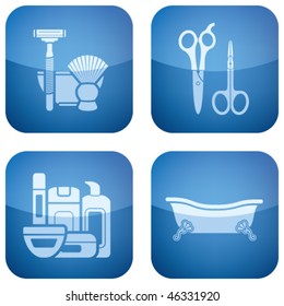 Cobalt Square 2D Icons Set: Bath