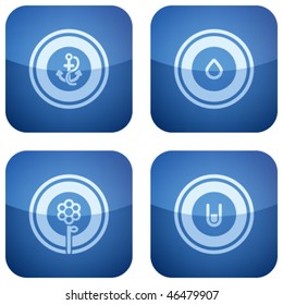 Cobalt Square 2D Icons Set: Abstract