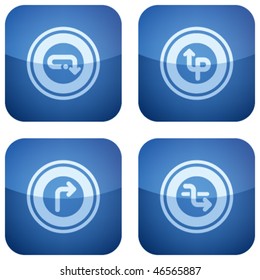 Cobalt Square 2D Icons Set: Arrows & Directions