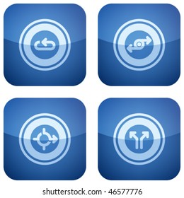 Cobalt Square 2D Icons Set: Arrows & Directions