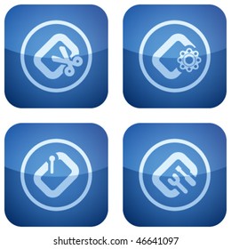 Cobalt Square 2D Icons Set: Computer File Types