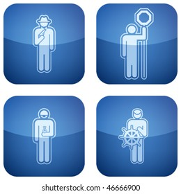 Cobalt Square 2D Icons Set: Occupation