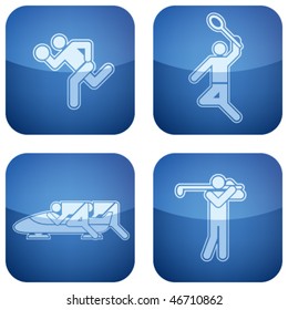 Cobalt Square 2D Icons Set: Sport
