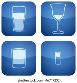 Cobalt Square 2D Icons Set: Alcohol glass
