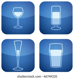 Cobalt Square 2D Icons Set: Alcohol glass