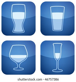 Cobalt Square 2D Icons Set: Alcohol glass