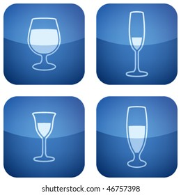 Cobalt Square 2D Icons Set: Alcohol glass