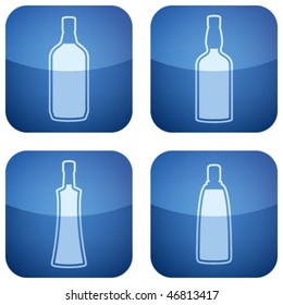 Cobalt Square 2D Icons Set: Alcohol bottles