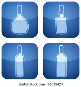 Cobalt Square 2D Icons Set: Alcohol bottles