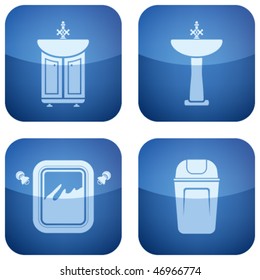 Cobalt Square 2D Icons Set: Bathroom