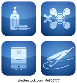 Cobalt Square 2D Icons Set: Bathroom