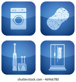 Cobalt Square 2D Icons Set: Bathroom