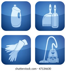 Cobalt Square 2D Icons Set: Cleaning