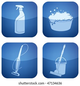 Cobalt Square 2D Icons Set: Cleaning