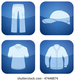 Cobalt Square 2D Icons Set: Man's Clothing