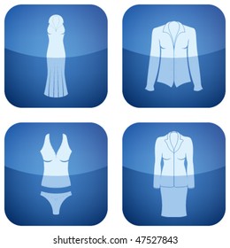 Cobalt Square 2D Icons Set: Woman's Clothing