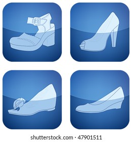 Cobalt Square 2D Icons Set: Woman's Shoes