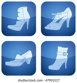Cobalt Square 2D Icons Set: Woman's Shoes