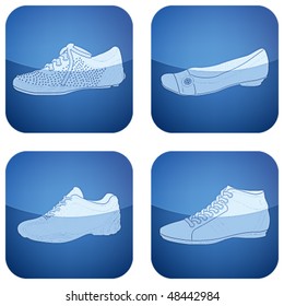 Cobalt Square 2D Icons Set: Woman's Shoes
