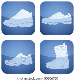 Cobalt Square 2D Icons Set: Sport Shoes