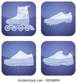 Cobalt Square 2D Icons Set: Sport Shoes