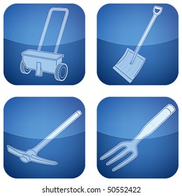 Cobalt Square 2D Icons Set: Garden Tools